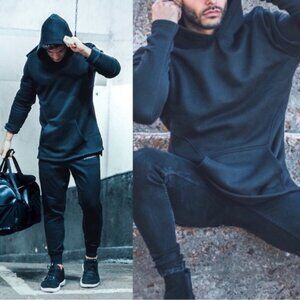 Alphalete Lifestyle Form Fitted Split Hem Pullover Performance Hoodie Sweatshirt
